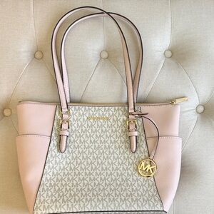 Michael Kors Blush Pink and Cream Signature Tote
